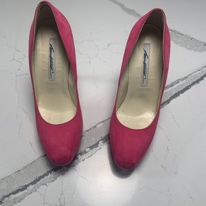 Brian Atwood pink suede heels